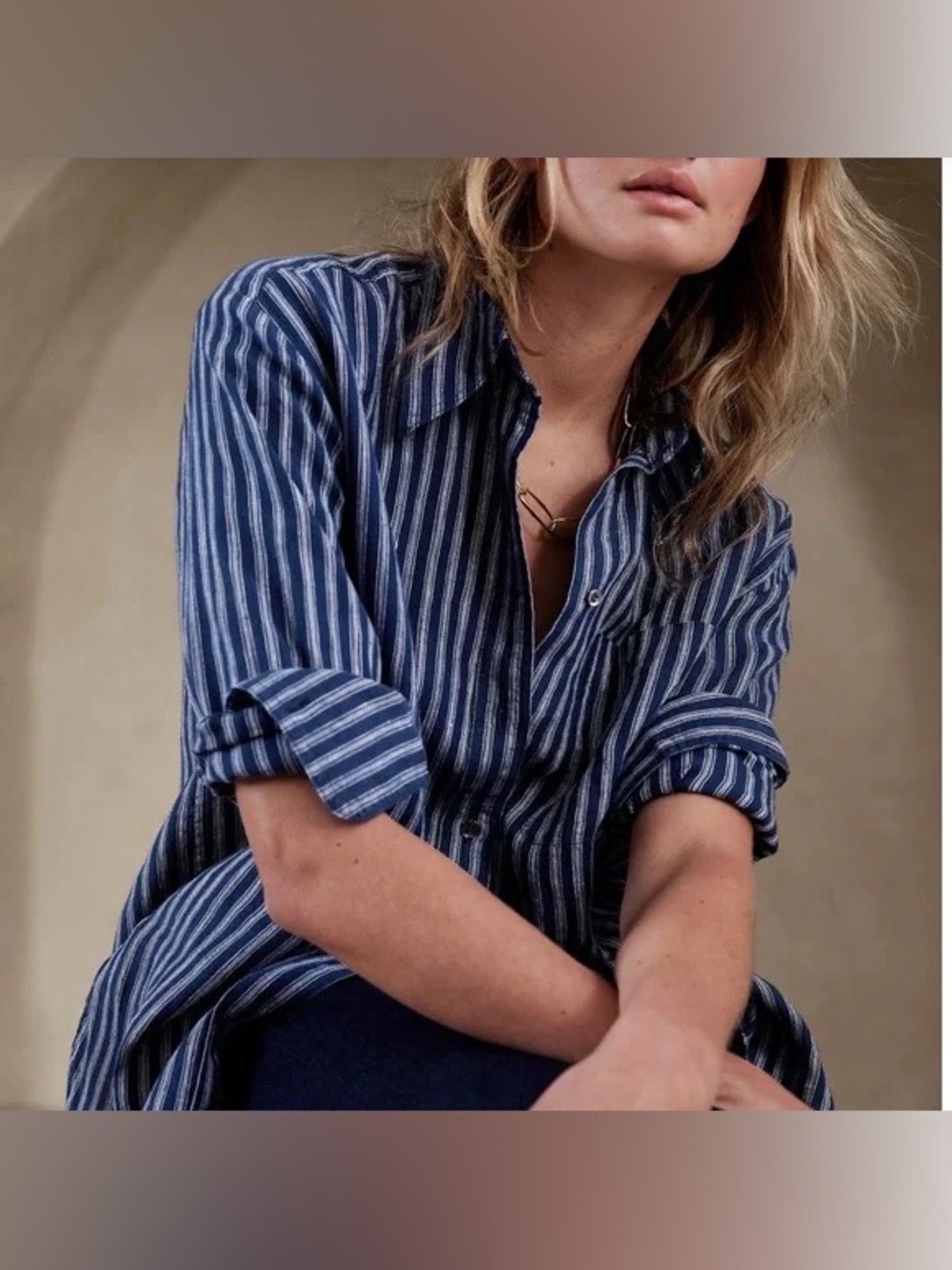 Banana Republic Oversized Linen Flax Button-down Shirt Top Vacation Cruise NWT M